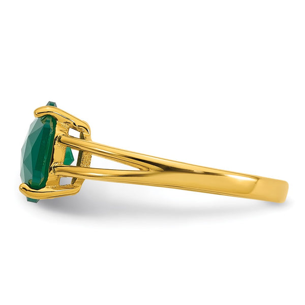 Sterling Silver Gold-tone Green Chalcedony Ring