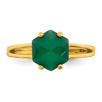 Sterling Silver Gold-tone Green Chalcedony Ring