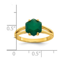Sterling Silver Gold-tone Green Chalcedony Ring