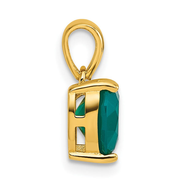 Sterling Silver Gold-tone Green Chalcedony Heart Pendant