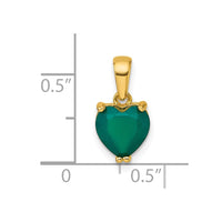 Sterling Silver Gold-tone Green Chalcedony Heart Pendant