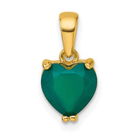 Sterling Silver Gold-tone Green Chalcedony Heart Pendant