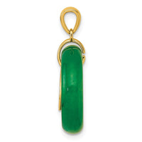 SS Gold-tone Good Luck Happiness Dangle Green Chalcedony Pendant