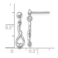 Sterling Silver Rh-plated Polished and Brushed Heart Drop Earrings
