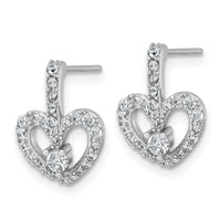 Sterling Silver Rhodium-plated Polished CZ Heart Post Earrings