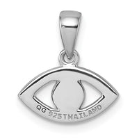 Sterling Silver RH-plated CZ and Compressed Turquoise Evil Eye Pendant