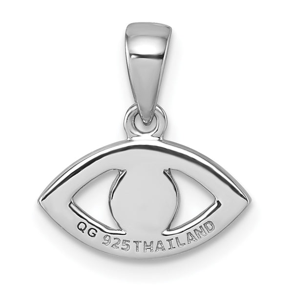 Sterling Silver RH-plated CZ and Compressed Turquoise Evil Eye Pendant