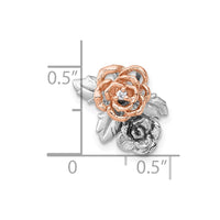 SS Rhodium and Rose Gold-plated CZ Flower Chain Slide Pendant