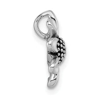 Sterling Silver Rhodium-plated Antiqued Flower Chain Slide Pendant