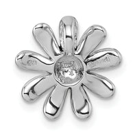 Sterling Silver Rhodium-plated Antiqued Flower Chain Slide Pendant