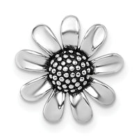 Sterling Silver Rhodium-plated Antiqued Flower Chain Slide Pendant