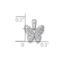 Sterling Silver Rhodium-plated Polished CZ Butterfly Pendant