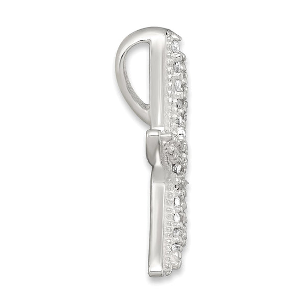 Sterling Silver Polished CZ Starfish Chain Slide Pendant