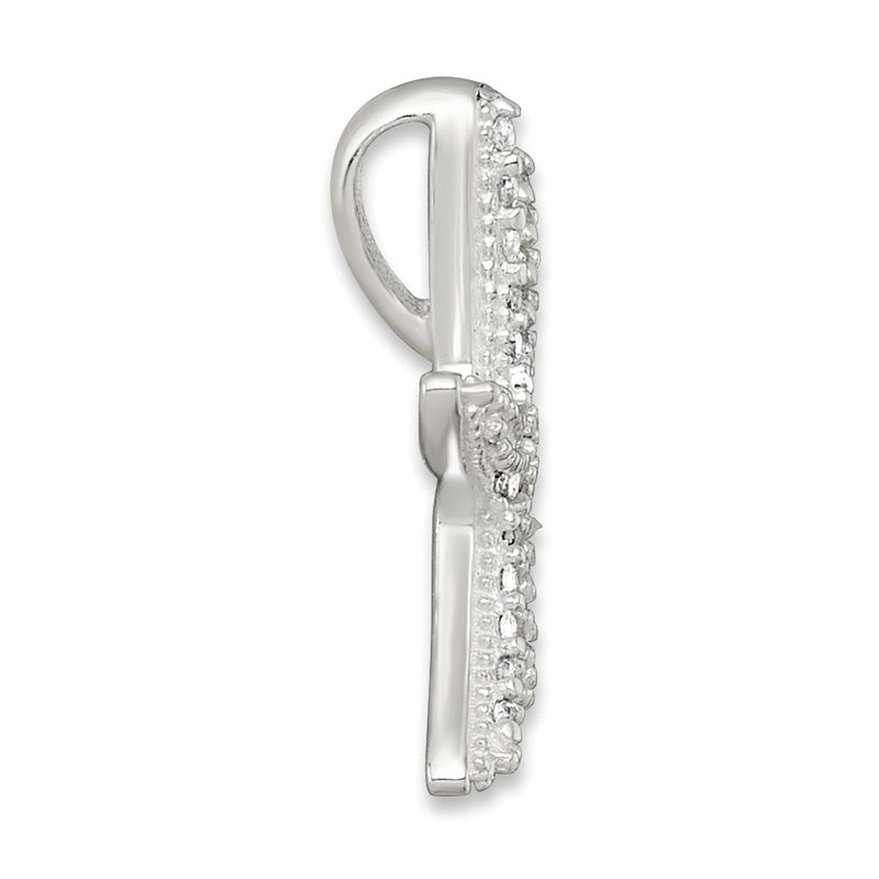Sterling Silver Polished CZ Starfish Chain Slide Pendant