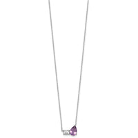SS RH-pltd Amethyst and White Topaz Pear Rectangle 16in w/2in Ext Necklace