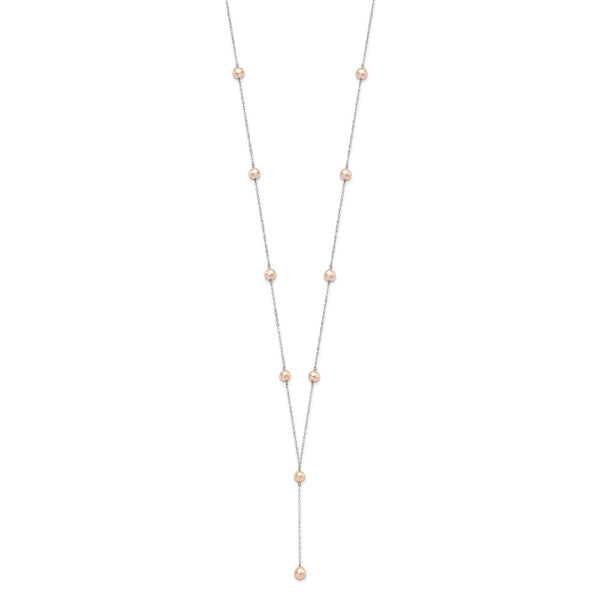 Sterling Silver Rhodium-plated Pink FW Cultured Pearl Y-Drop Necklace