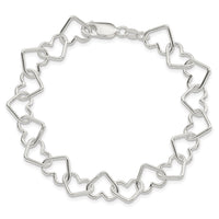 Sterling Silver 8inch Polished Fancy Large Heart Link Bracelet