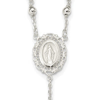 Sterling Silver Polished Rosary Necklace