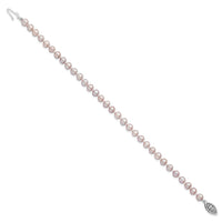 Sterling Silver Rhodium-plated 5-6mm Purple FWC Pearl Bracelet