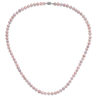 Sterling Silver Rh-plated 6-7mm Purple FW Cultured Pearl Necklace
