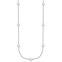 Sterling Silver RH-plated 4-5mm Freshwater Cultured Pearl Necklace