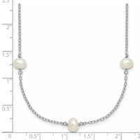 Sterling Silver RH-plated 4-5mm Freshwater Cultured Pearl Necklace