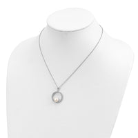 Sterling Silver Rhodium-plated 8-9mm White FWC Pearl and CZ Necklace
