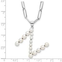 Sterling Silver RH-plated 3-5.5mm FWC Pearl LETTER N 18in Necklace