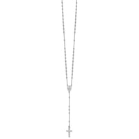 Sterling Silver Rh-plated Polished 17.5in with 1.25in ext. Rosary Necklace