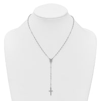 Sterling Silver Rh-plated Polished 17.5in with 1.25in ext. Rosary Necklace