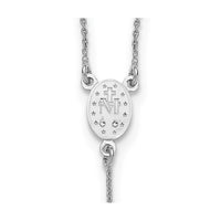 Sterling Silver Rh-plated Polished 17.5in with 1.25in ext. Rosary Necklace