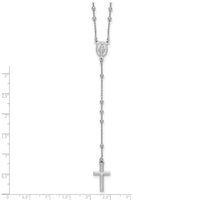 Sterling Silver Rh-plated Polished 17.5in with 1.25in ext. Rosary Necklace