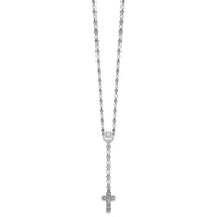 Sterling Silver Rhodium-plated Polished CZ 25.5in Rosary Necklace