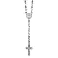 Sterling Silver Rhodium-plated Polished CZ 25.5in Rosary Necklace