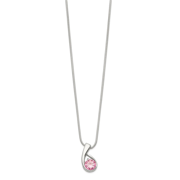 Sterling Silver Pink CZ Necklace