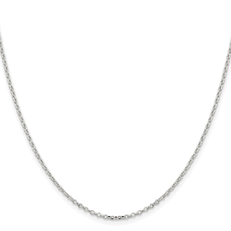 Sterling Silver Rhodium-plated 1.75mm Diamond-cut Rolo Cable Chain