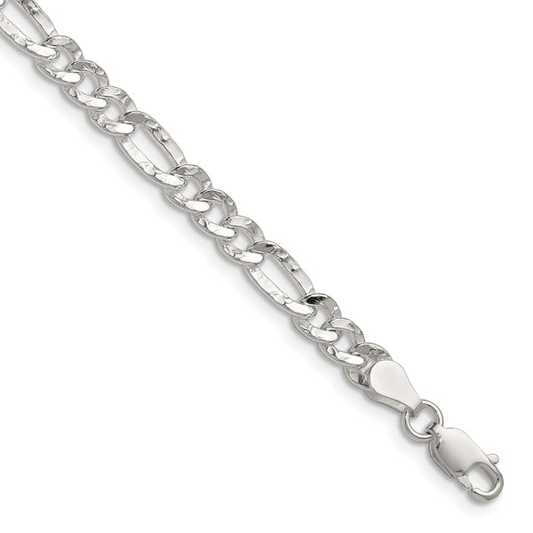 Sterling Silver 4.75mm Hammered Figaro Chain