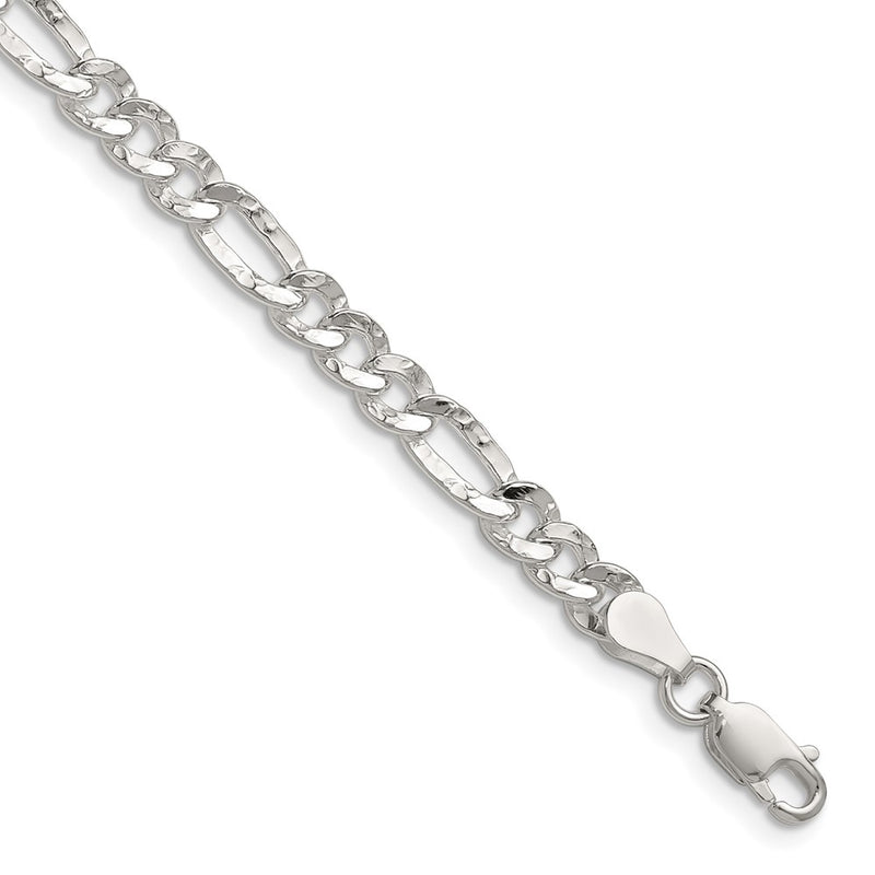 Sterling Silver 4.75mm Hammered Figaro Chain