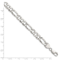 Sterling Silver 7.6mm Hammered Figaro Chain