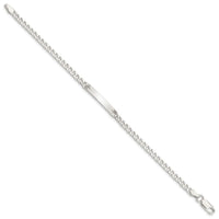 Sterling Silver Polished Engraveable Curb Link ID Bracelet