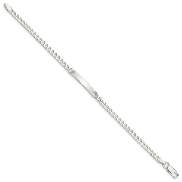 Sterling Silver Polished Engraveable Curb Link ID Bracelet