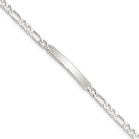 Sterling Silver Engraveable 7 in. Figaro Link ID Bracelet