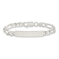 Sterling Silver 8inch Polished Engraveable Figaro Link ID Bracelet