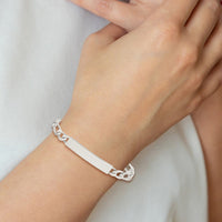 Sterling Silver 8inch Polished Engraveable Figaro Link ID Bracelet