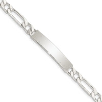 Sterling Silver 8inch Polished Engraveable Figaro Link ID Bracelet