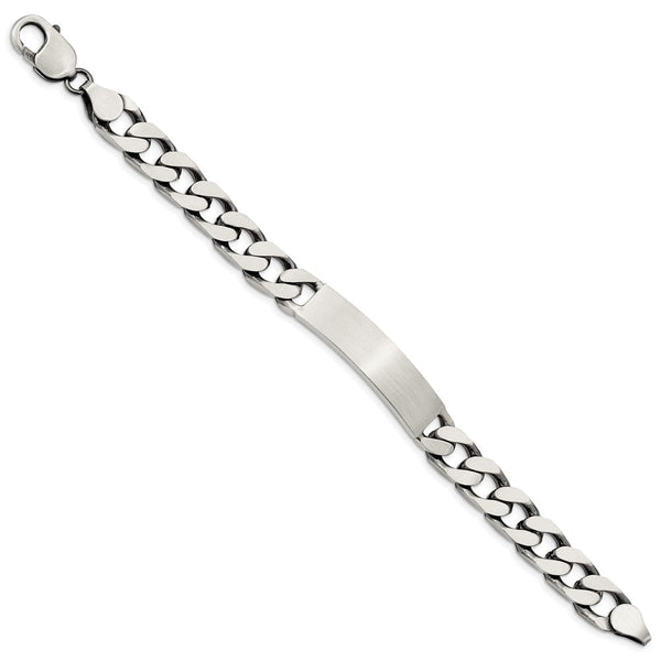 Sterling Silver 8.5inch Engraveable Antiqued Curb Link ID Bracelet