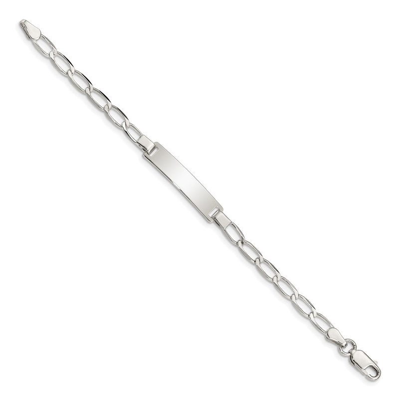 Sterling Silver 6inch Polished Engraveable Childrens ID Bracelet