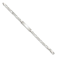 Sterling Silver Engraveable Childrens ID on Figaro Link Bracelet