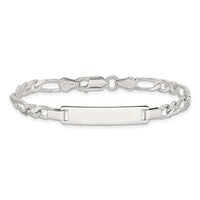 Sterling Silver Engraveable Childrens ID on Figaro Link Bracelet