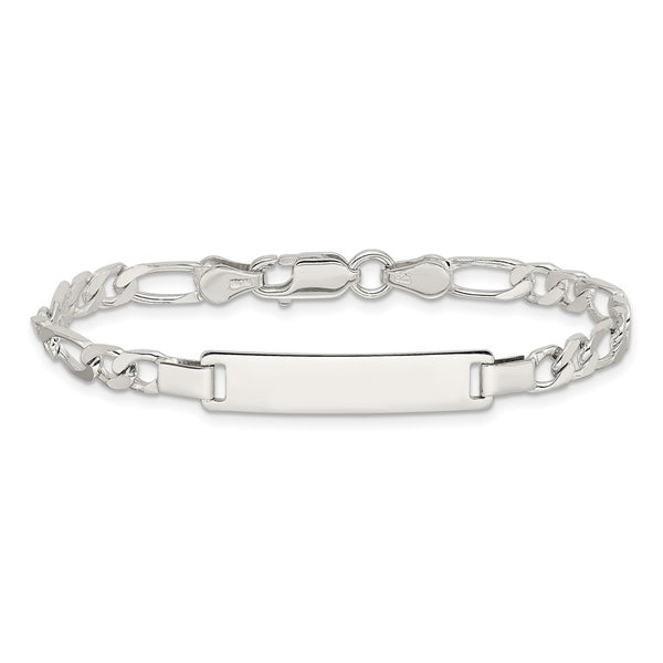 Sterling Silver Engraveable Childrens ID on Figaro Link Bracelet
